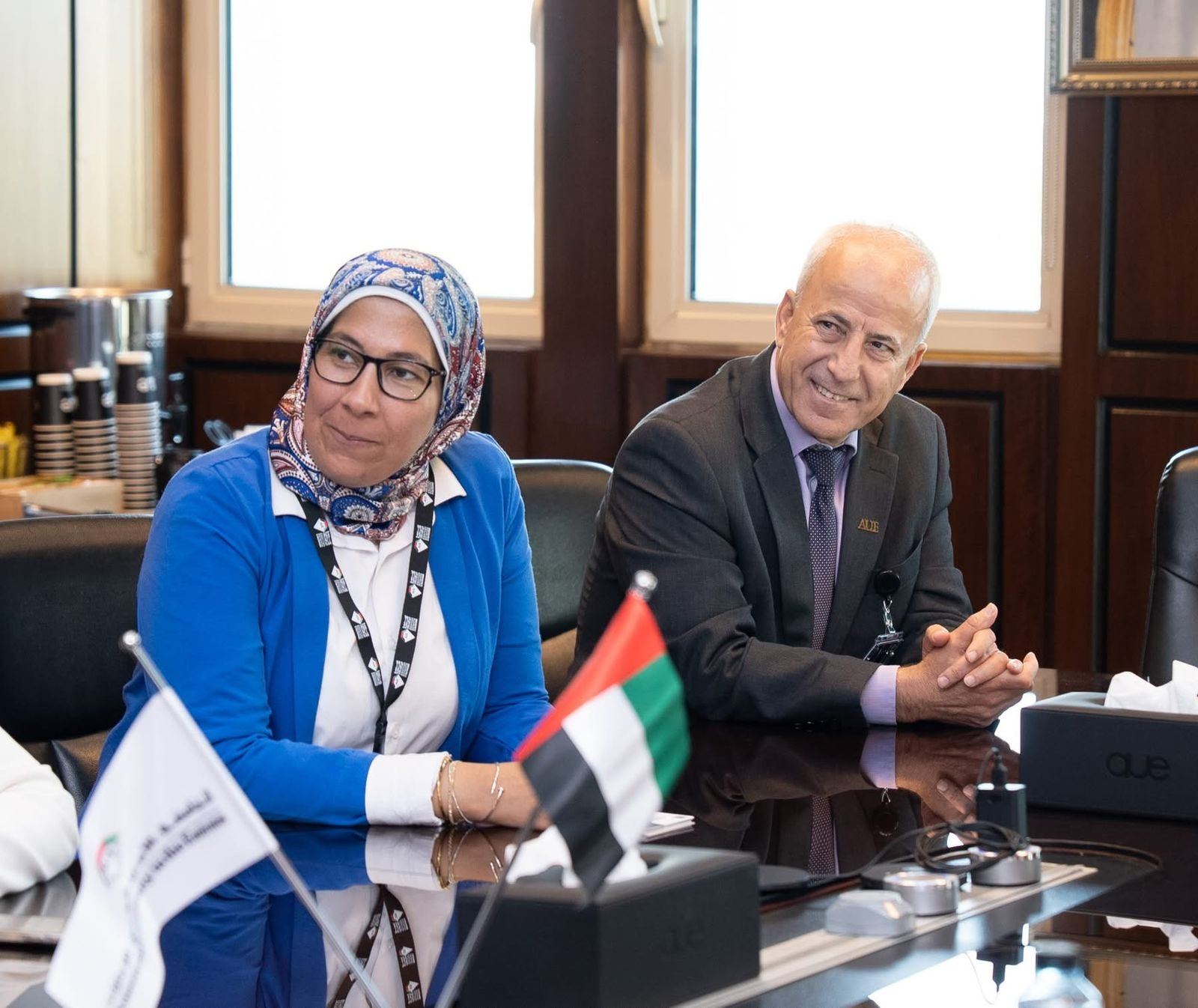 Discussion at the AUE boardroom during MoU ceremony